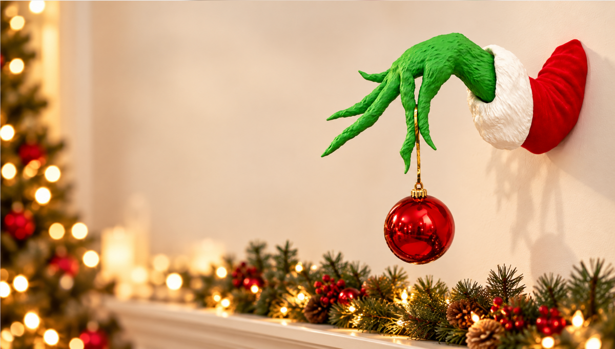 The Christmas Ornament Thief β Mischievous Green Hand Wall Decoration